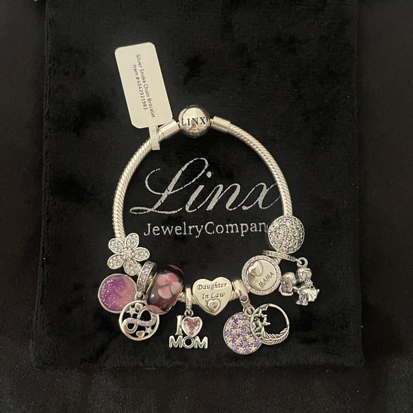 Linx Snake Chain Bracelet with Daughter in Law Wife and Mom Themed Charms